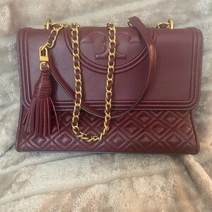 Tory Burch Burgundy Fleming Convertible tote